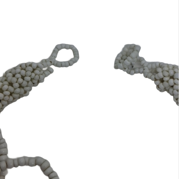 Vintage Cream White Multi-Strand Seed Bead Statement Necklace Boho - Picture 4 of 5